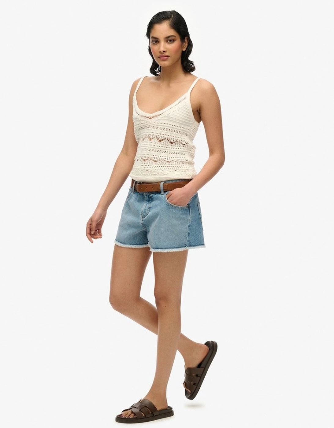 Women's Mid Rise Denim Hot Short Ice Pool Pale Blue