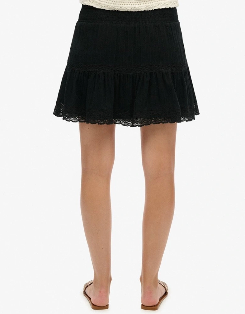 Women's Ibiza Lace Mix Mini Skirt Black