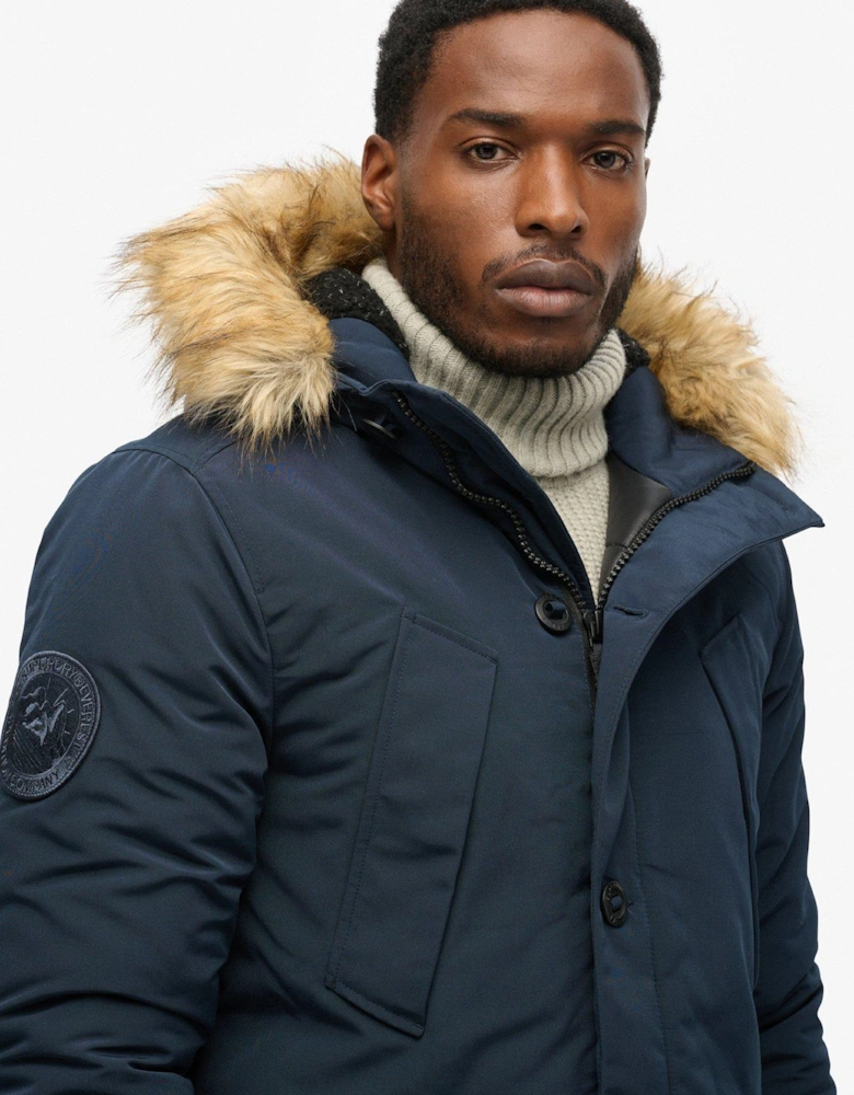 Everest Faux Fur Parka Jacket - Navy