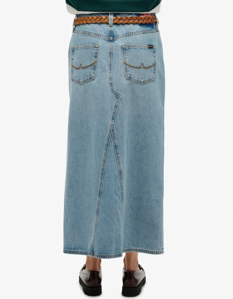 Women's Denim Split Maxi Skirt Beach Blue