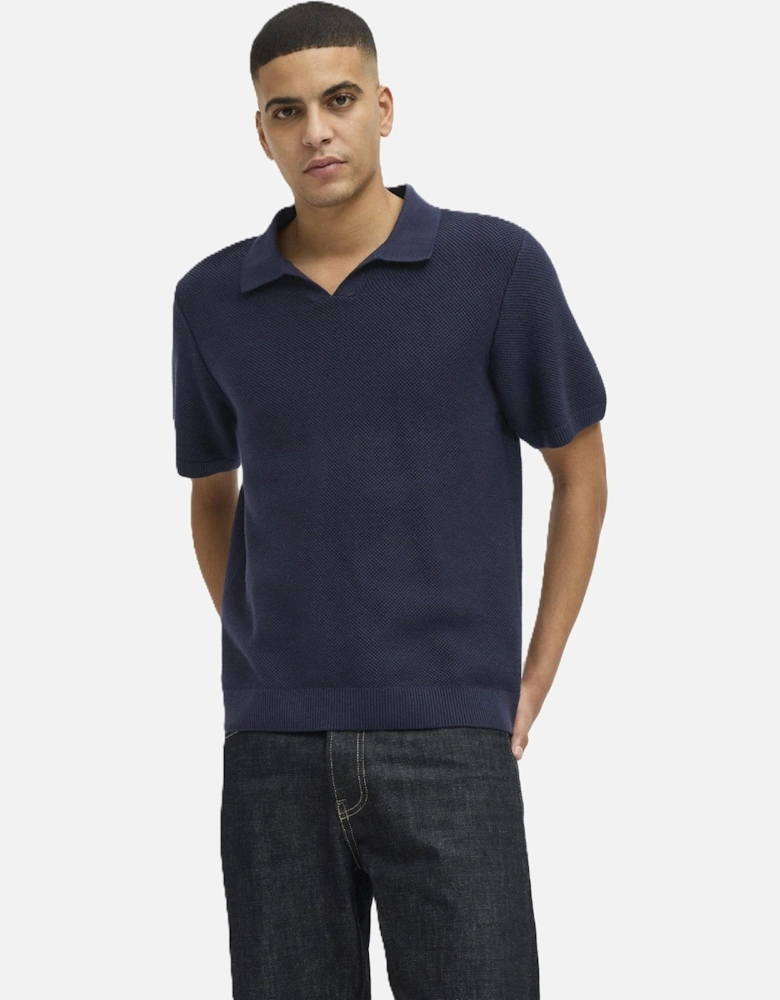 Mens Ceaston Knit Split Short Sleeve Polo Shirt