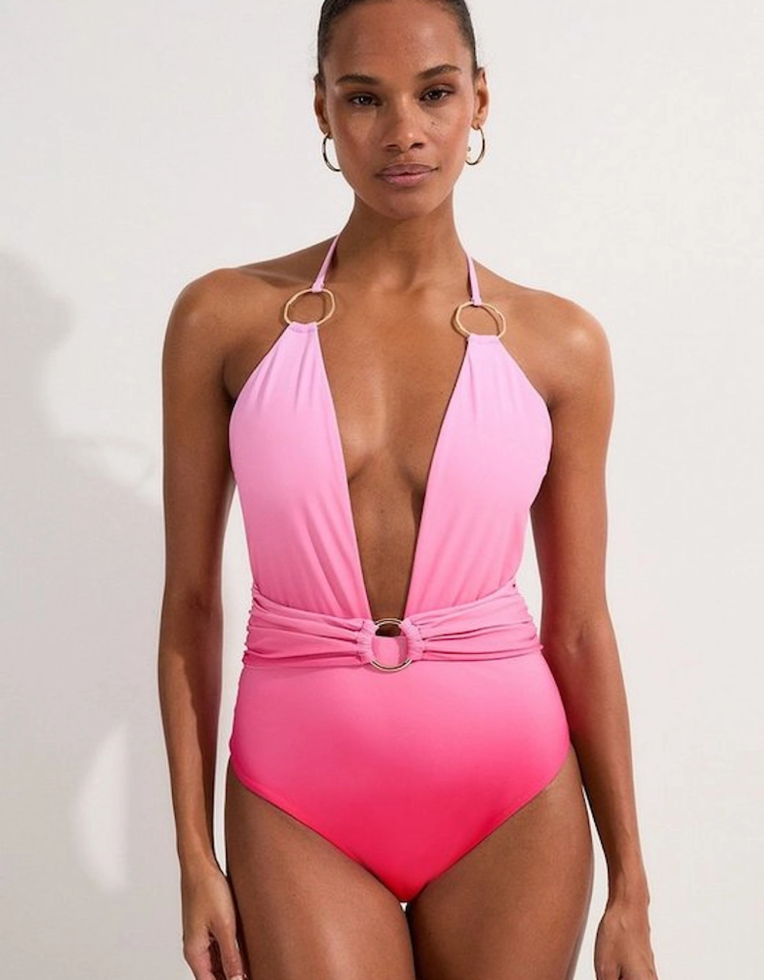 Ring Detail Ombre Plunge Swimsuit