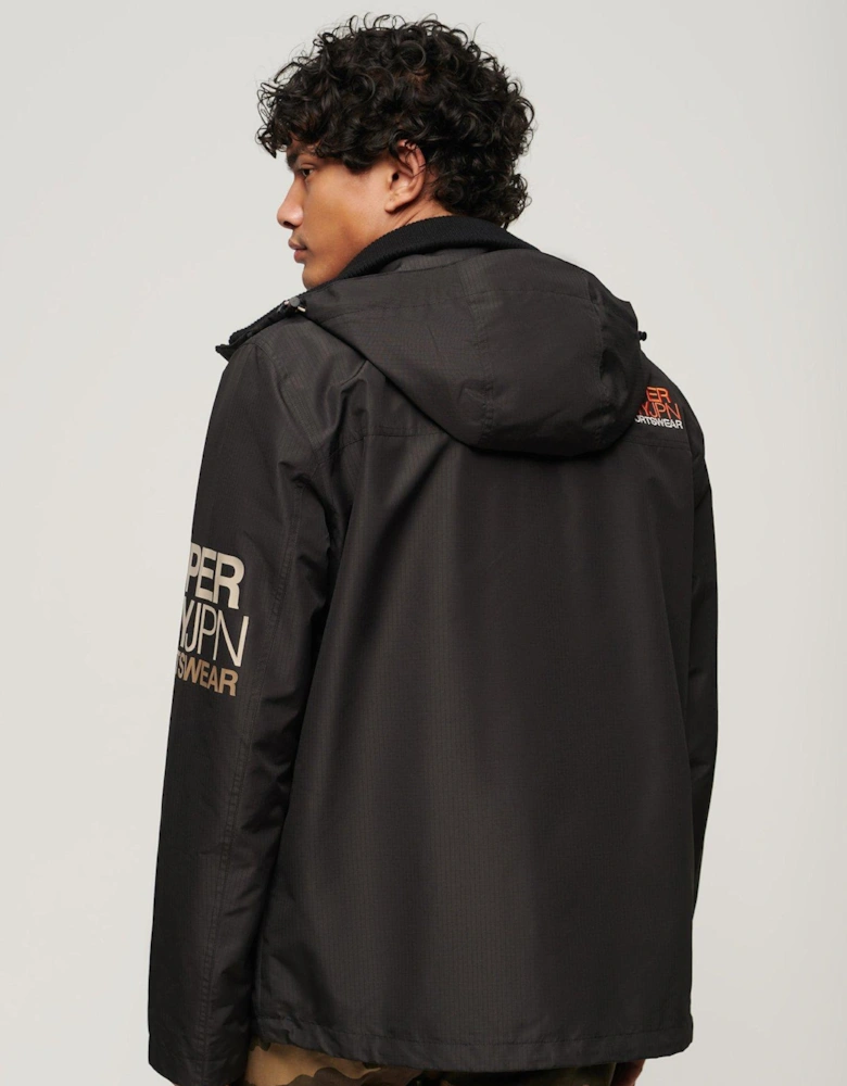 Hooded Yachter Windbreaker Jacket - Black