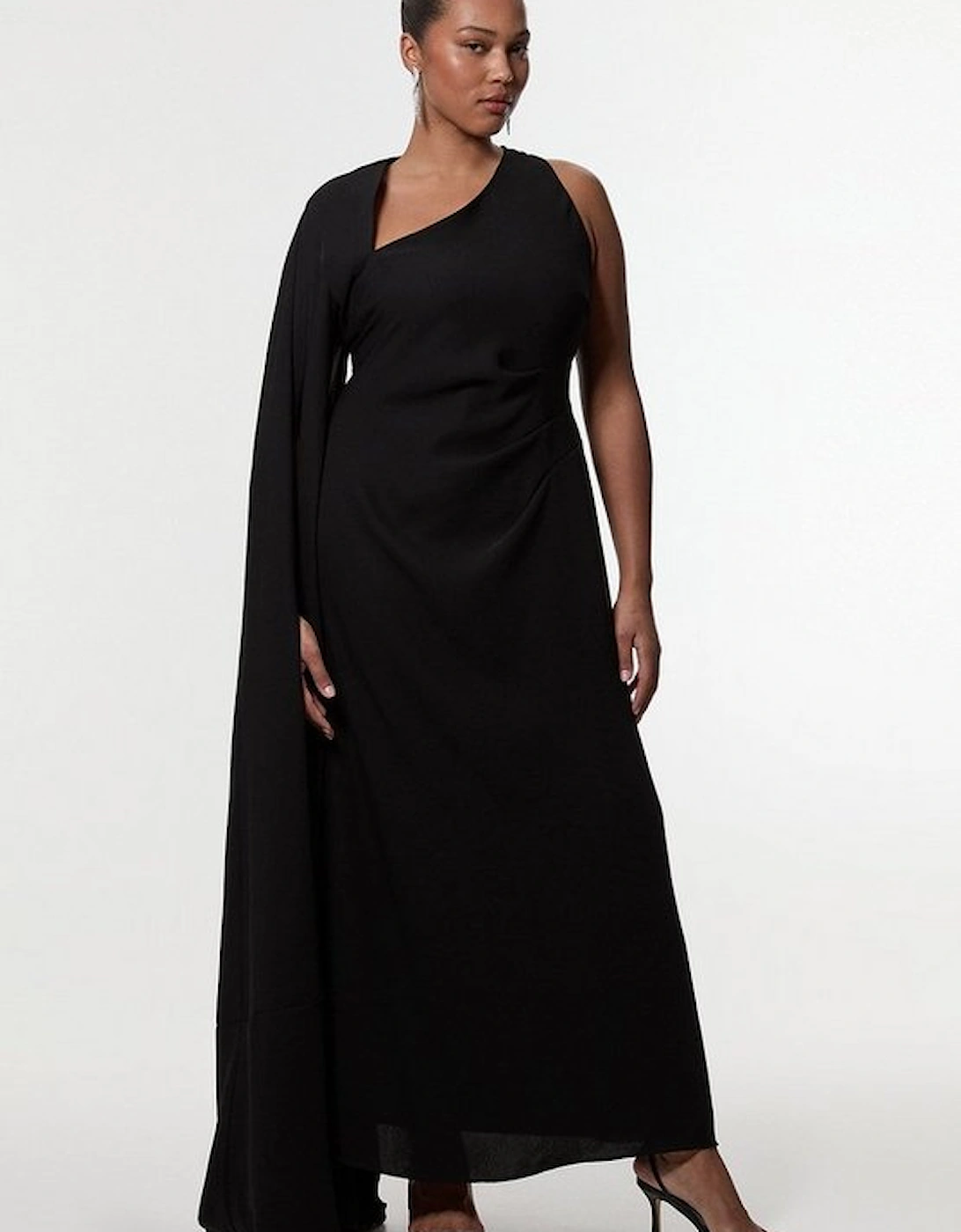 Plus Size Soft Tailored Cape Sleeve Maxi Dress