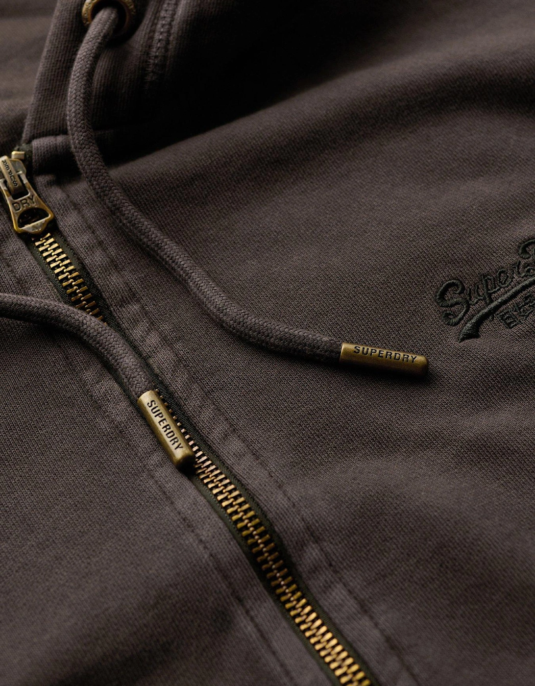 Essential Logo Washed Zip Hoodie - Brown