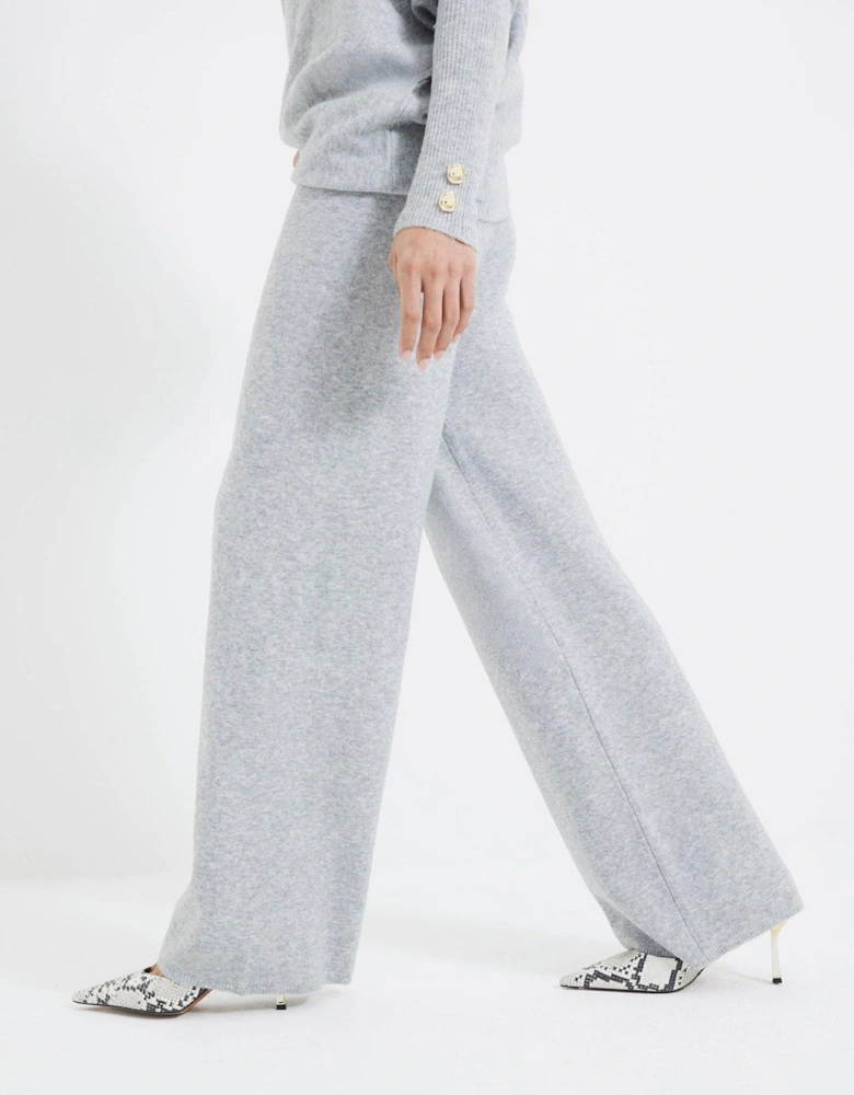 Knit Wide Leg Trouser - Grey