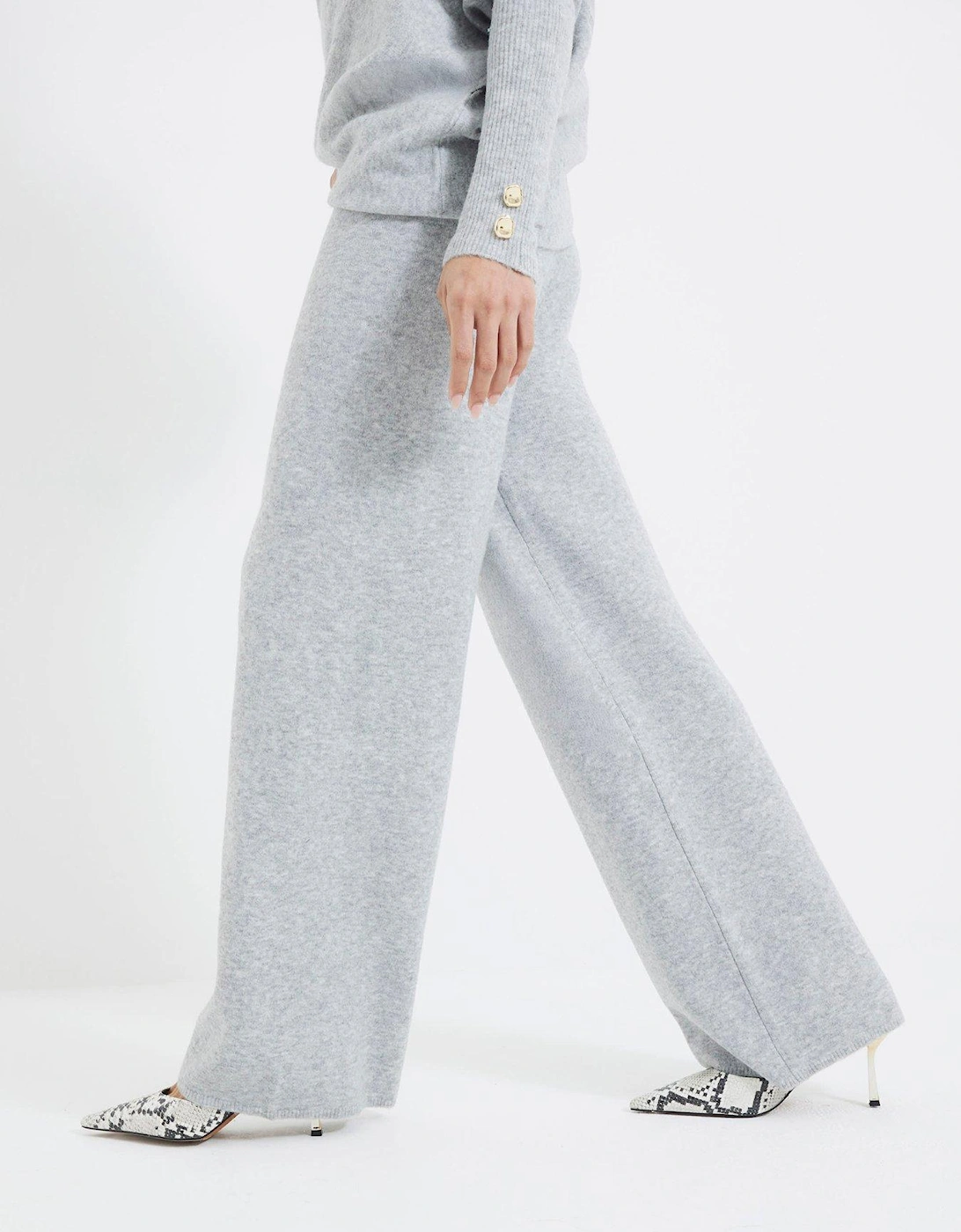 Knit Wide Leg Trouser - Grey, 2 of 1