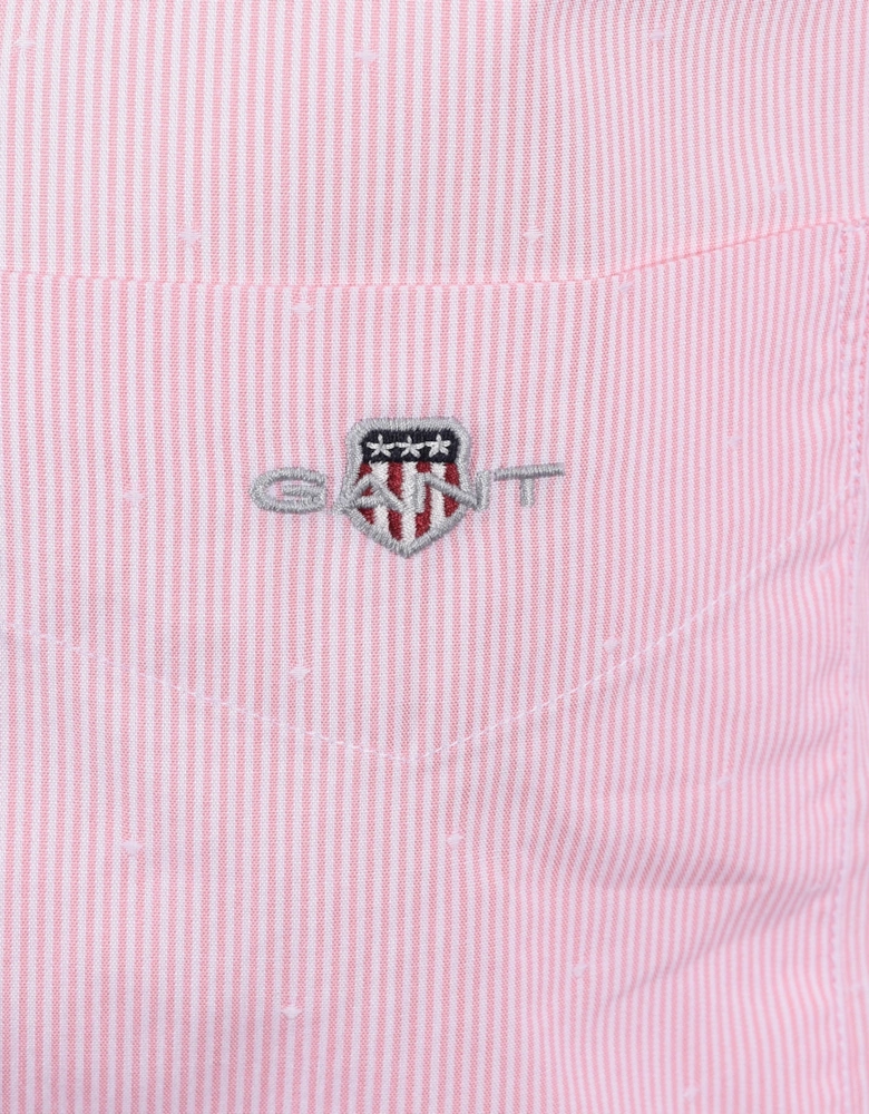 Reg Dobby Dot Stripe Shirt Geranium Pink