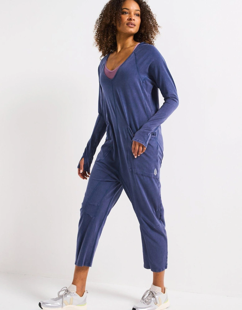 Womens Training Hot Shot Long Sleeve Jumpsuit - Navy