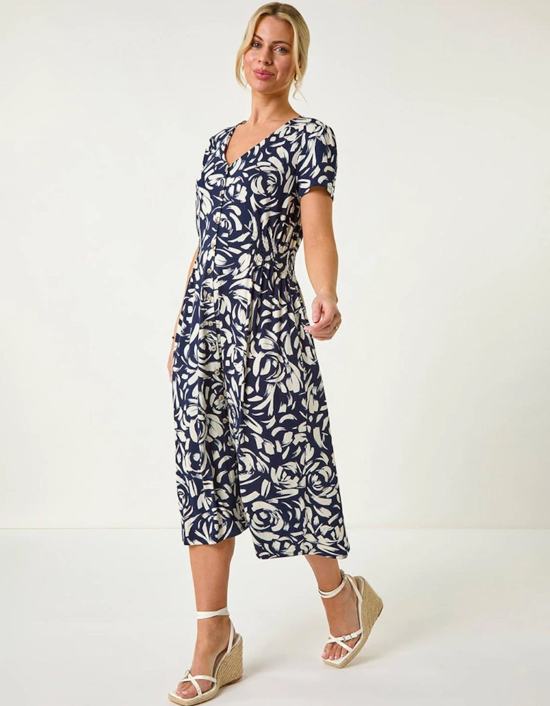 Petite Floral Shirred Waist Dress