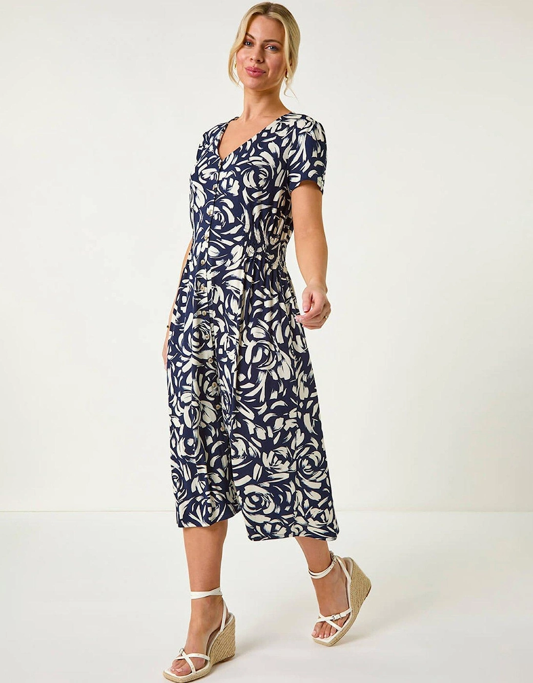 Petite Floral Shirred Waist Dress, 2 of 1