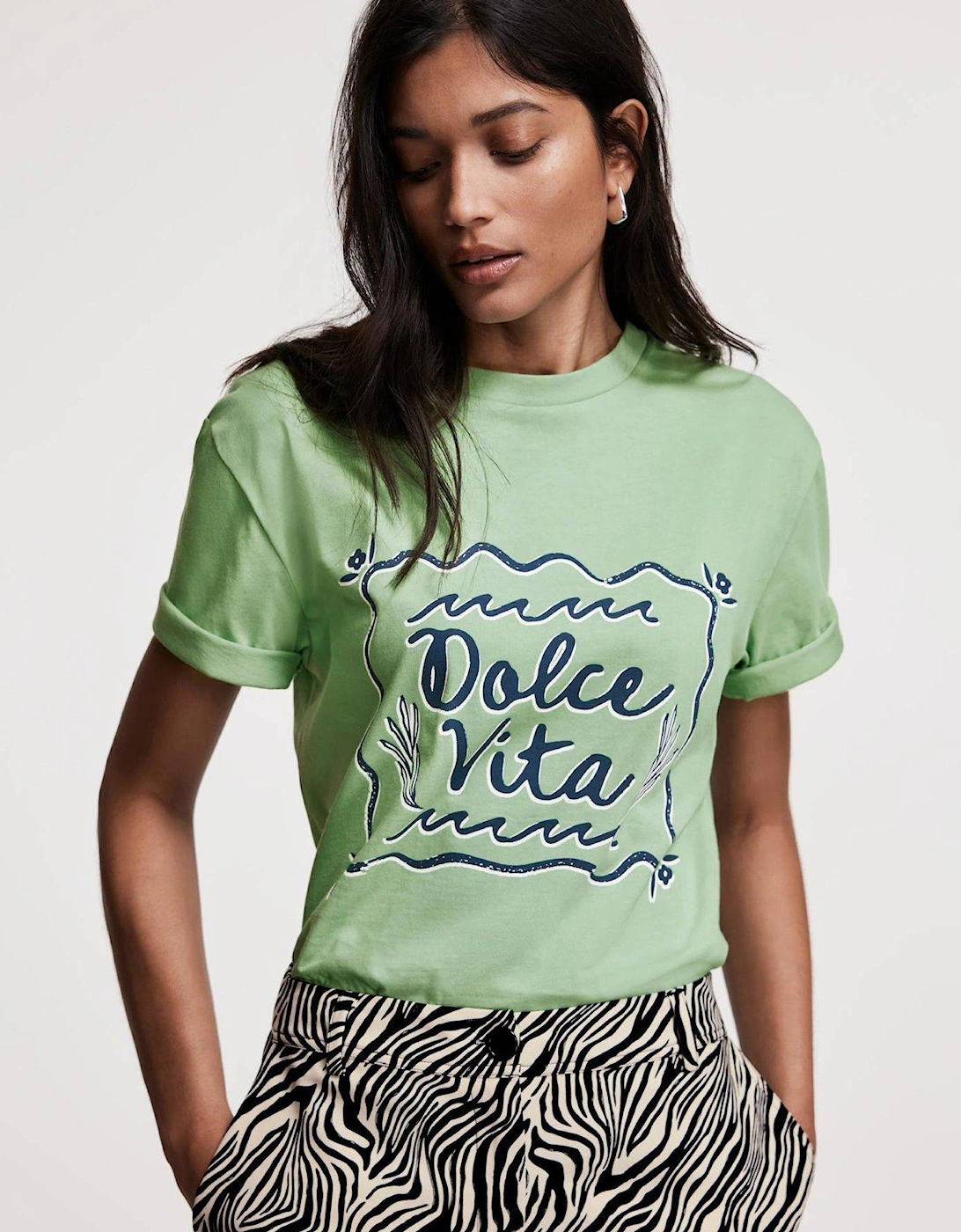 Dolce Vita Slogan T-Shirt - Green, 2 of 1