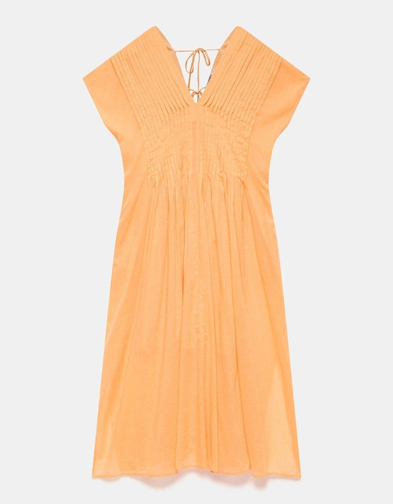 Pleated Kaftan Maxi Dress - Orange