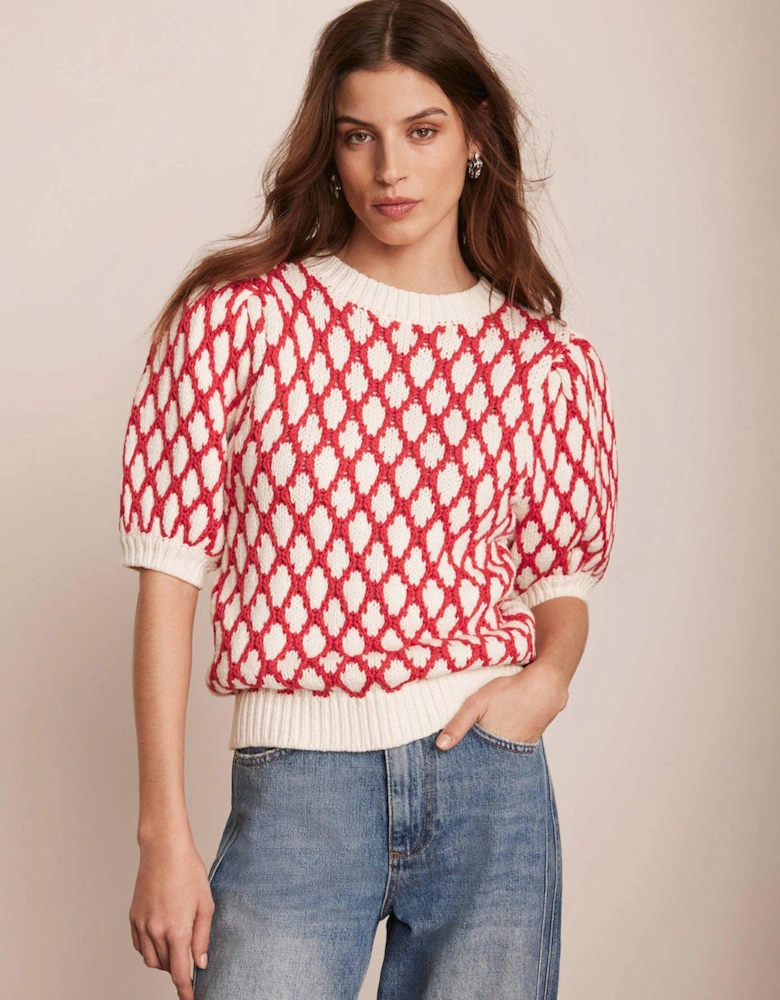 Graphic Knit Top - Red