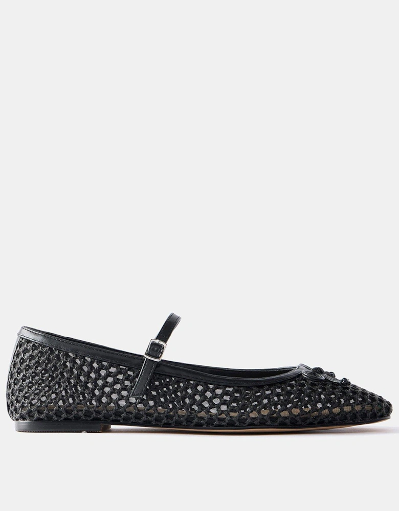 Mesh Ballet Flat Shoes - Black