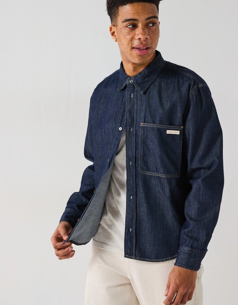 Regular Denim Shirt - Dark Blue