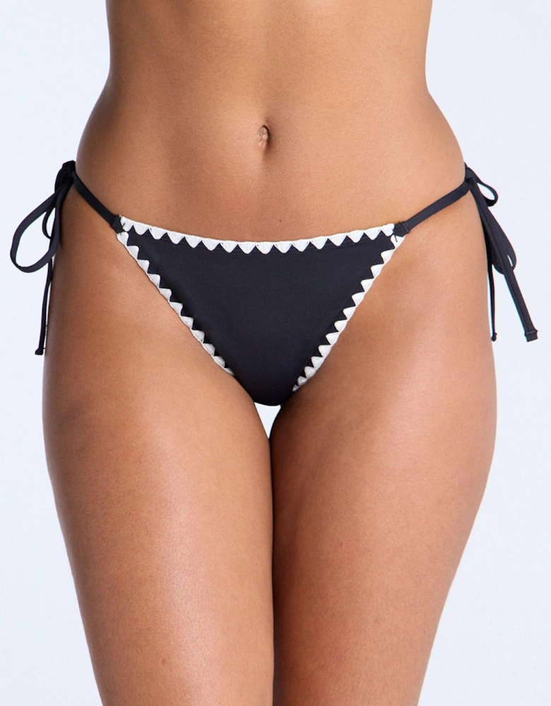 Palazzo String Side Bikini Brief - Black & White