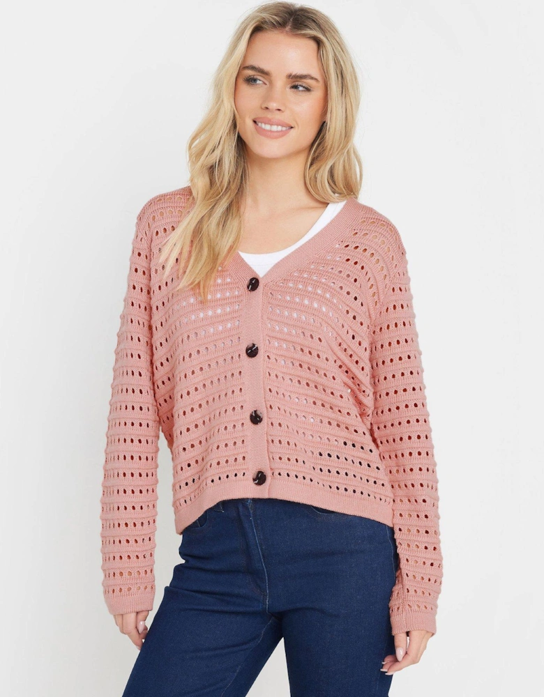 V Neck Button Down Cardigan - Pink