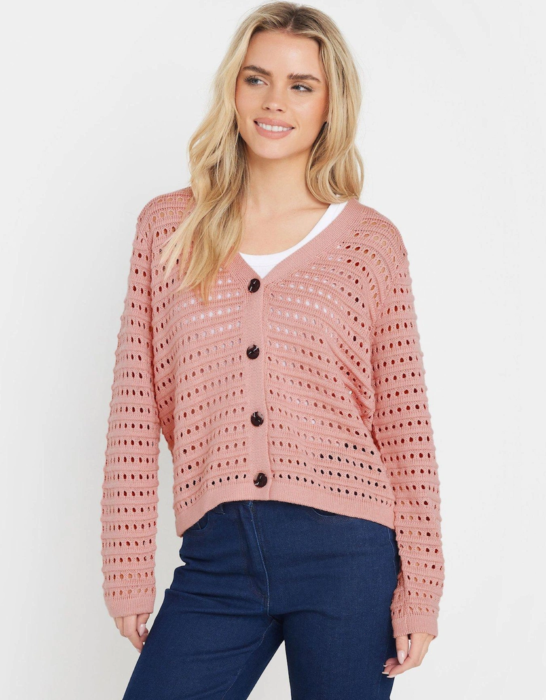 V Neck Button Down Cardigan - Pink, 2 of 1