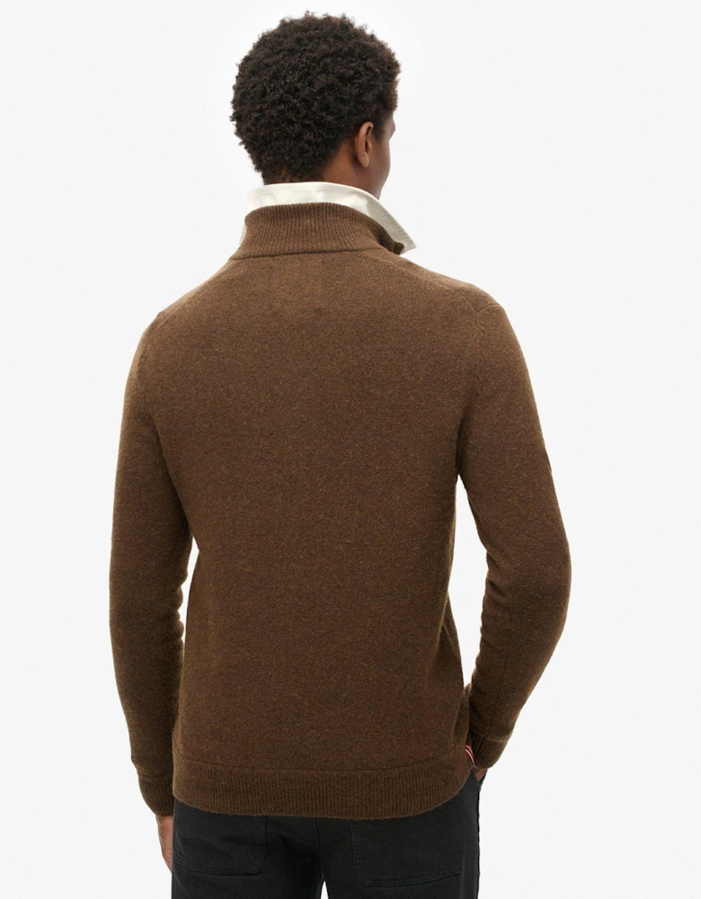 Original Knitted Quarter Zip Sweat Top - Brown