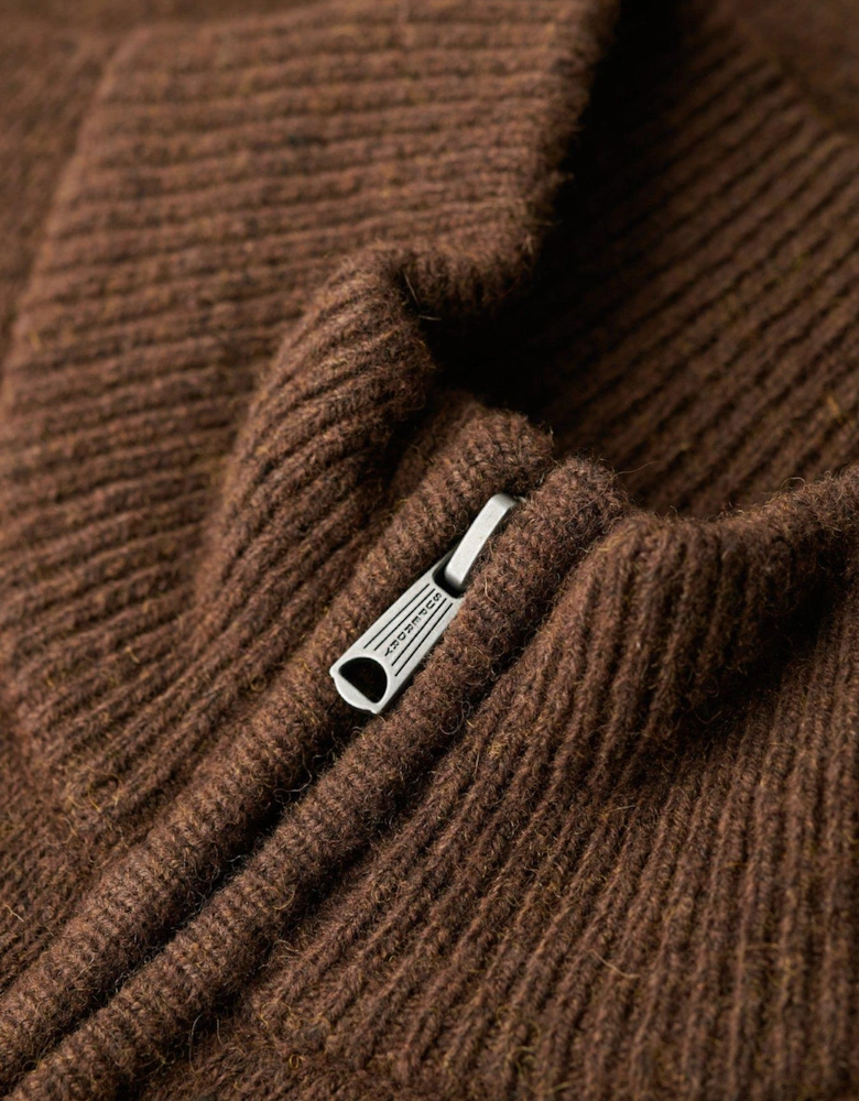 Original Knitted Quarter Zip Sweat Top - Brown