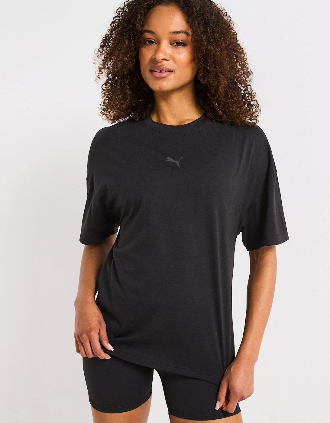 Womens Training Evolve Oversized Tee - Black, 2 of 1