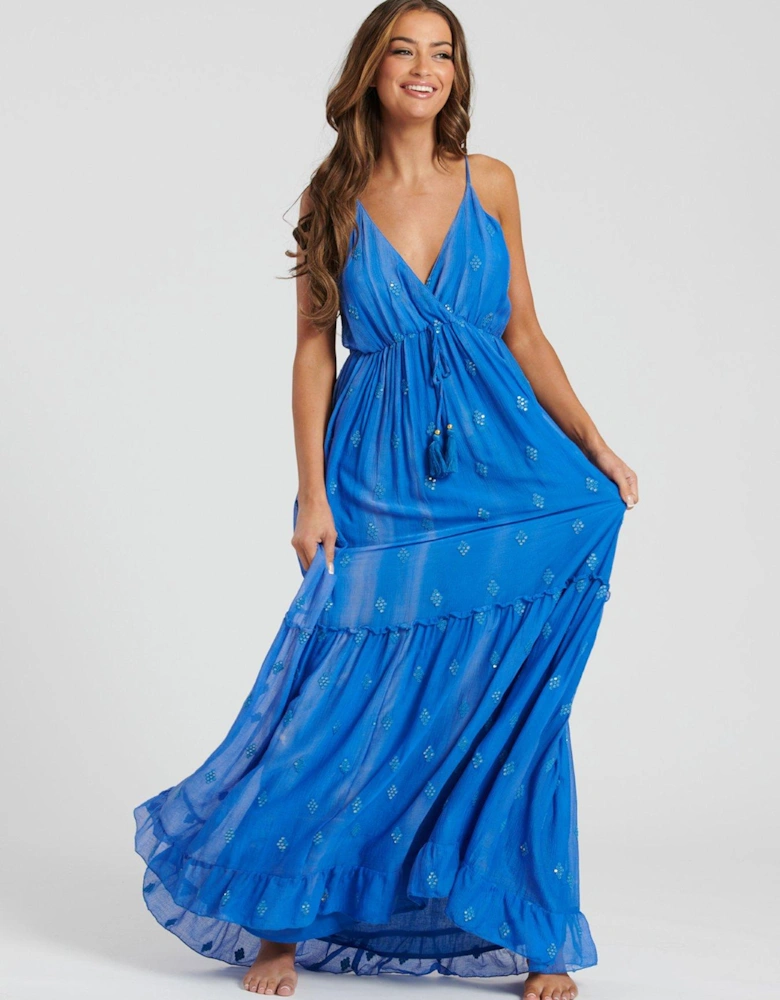 Sequin Detail Cami Maxi Dress - Blue