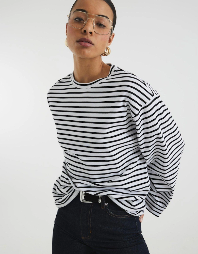 Stripe Long Sleeve Top - Black