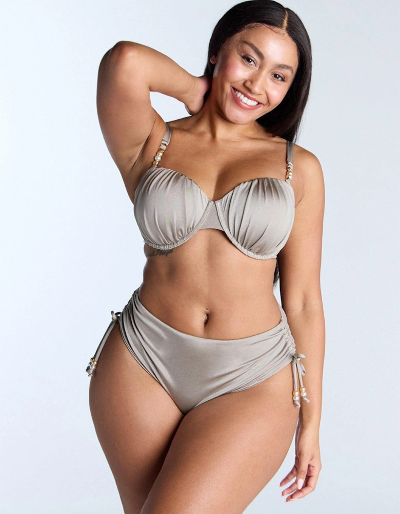 Vida Bead High Waist Brief - Silver