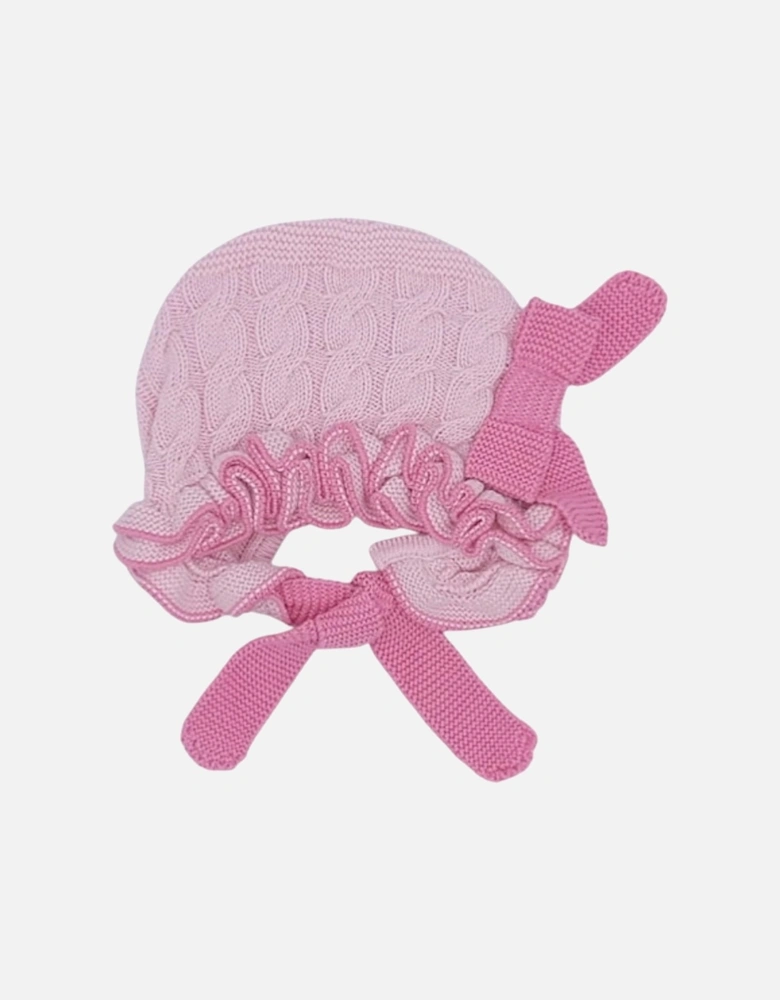 Girls Pink and Fuchsia Knit Bonnet