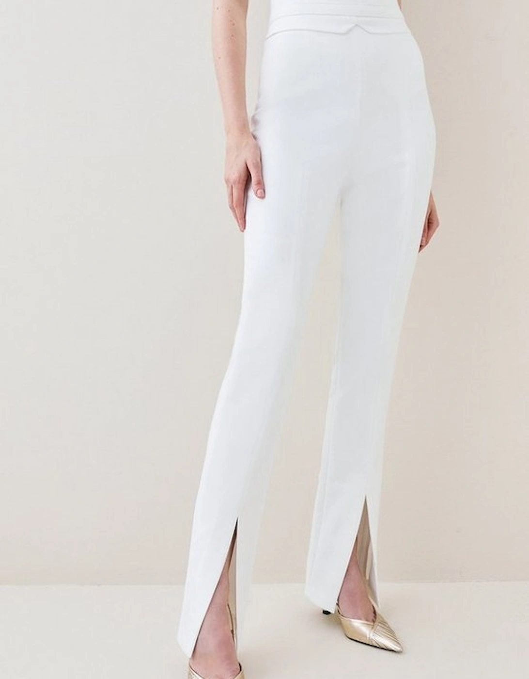 Compact Stretch Tailored High Rise Split Hem Trouser