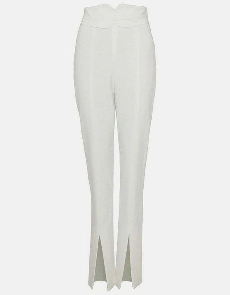 Compact Stretch Tailored High Rise Split Hem Trouser