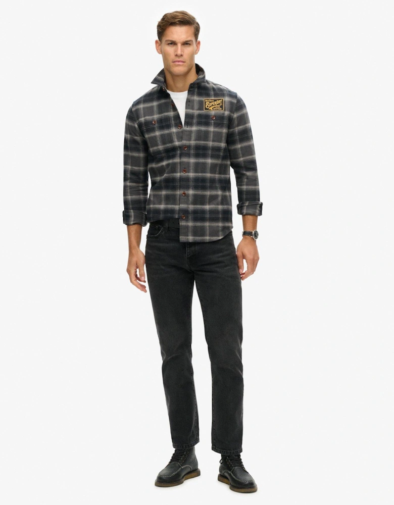 Original Embroidered Check Overshirt - Black