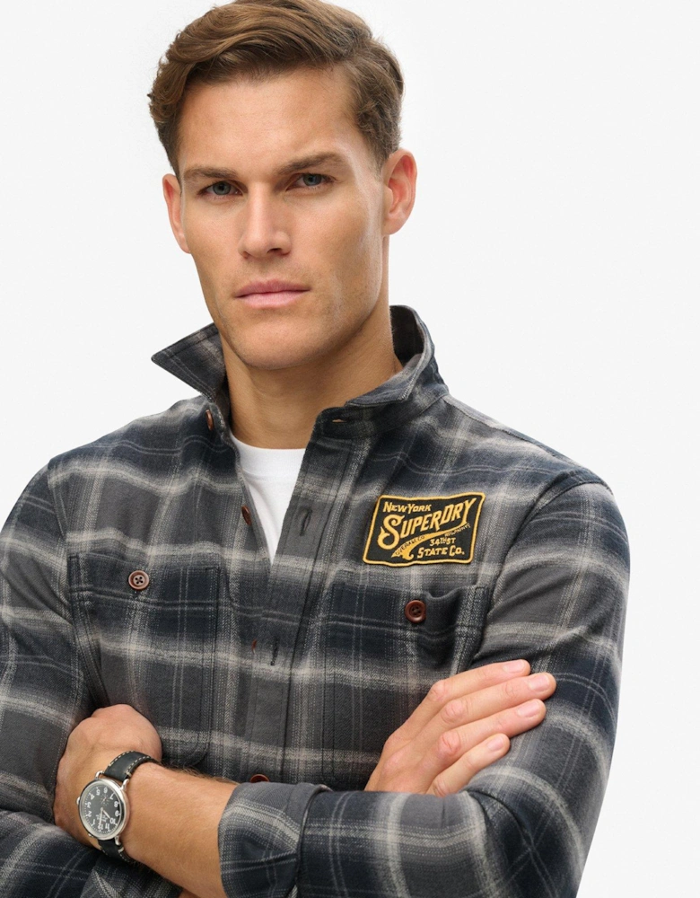 Original Embroidered Check Overshirt - Black