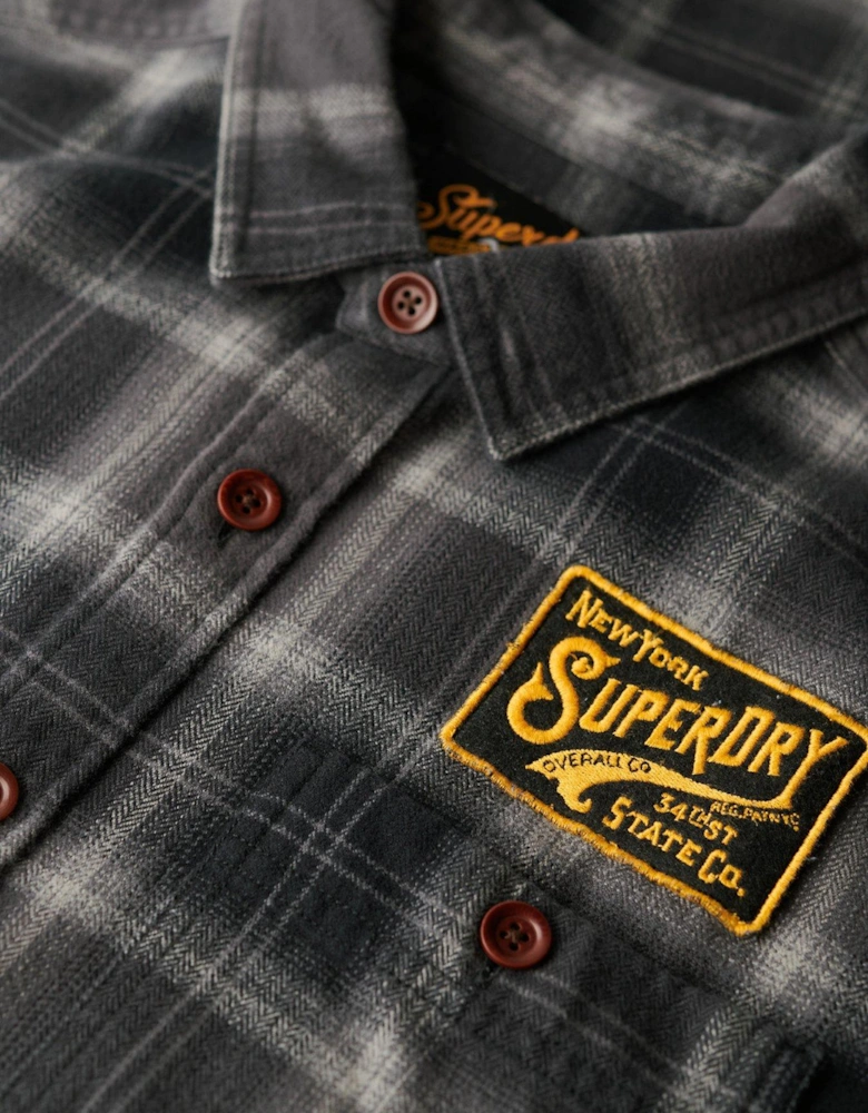 Original Embroidered Check Overshirt - Black