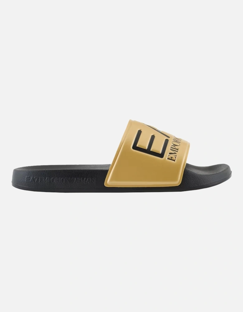 Emporio Armani Visibility Logo Slides Shiny Gold/Black