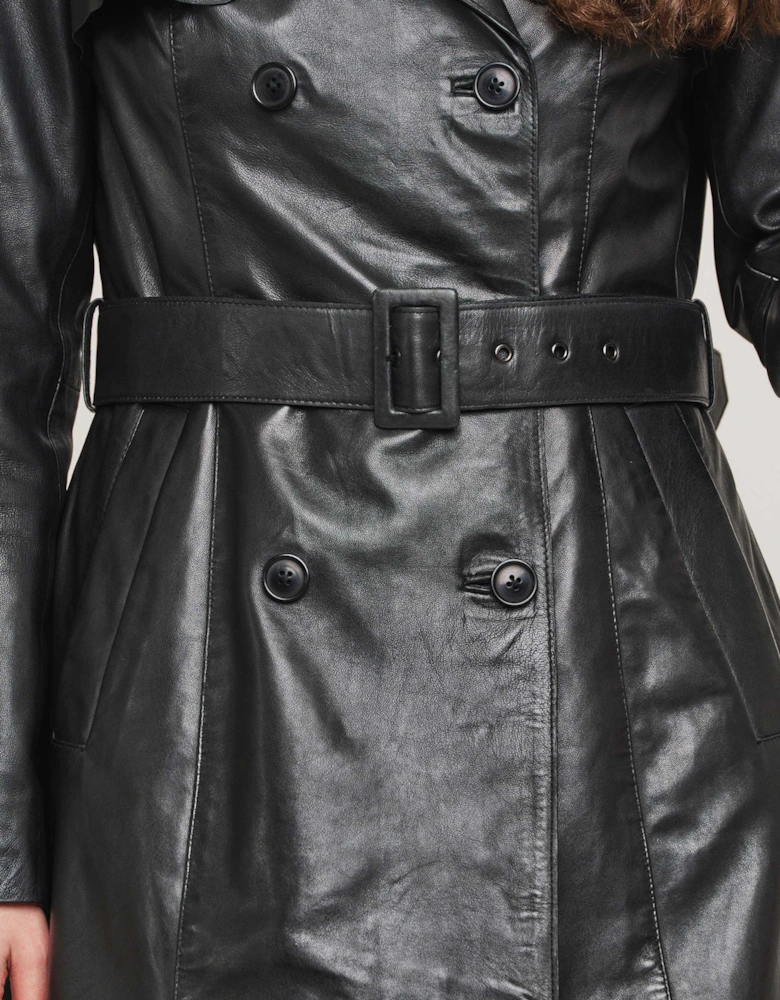 Edinia Leather Trench Coat