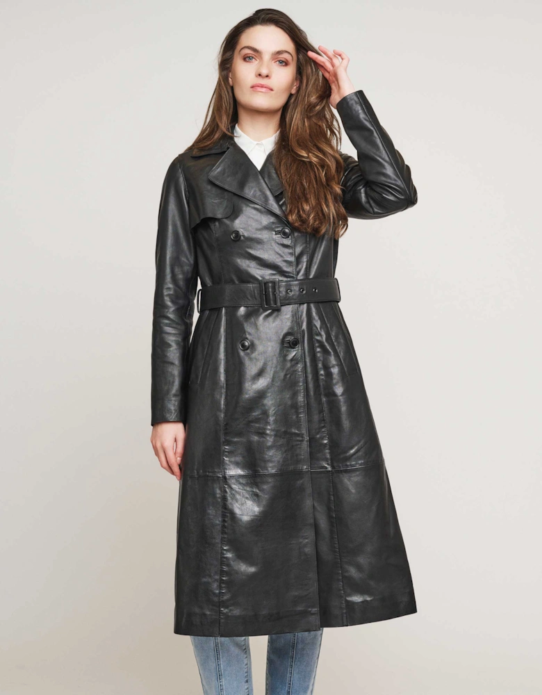 Edinia Leather Trench Coat