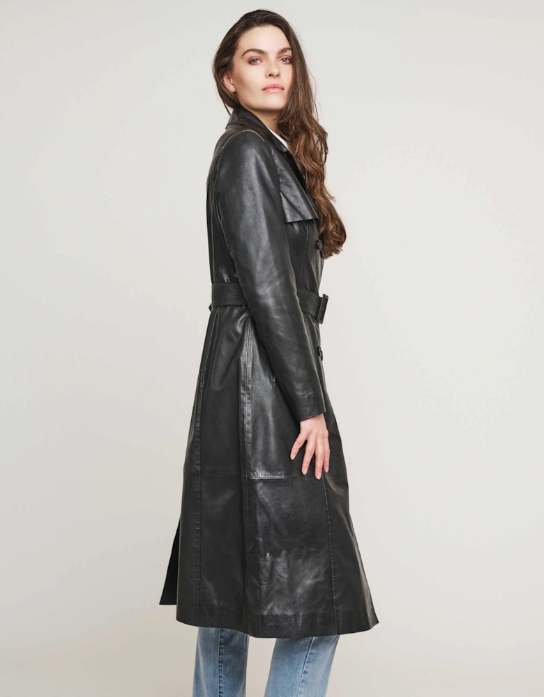 Edinia Leather Trench Coat