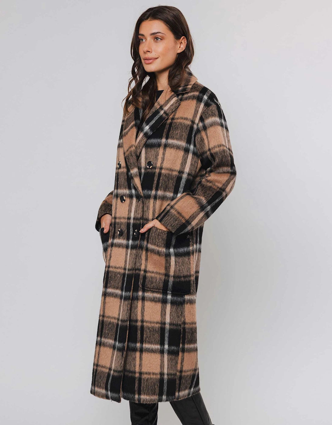 Khloe Long Check Coat