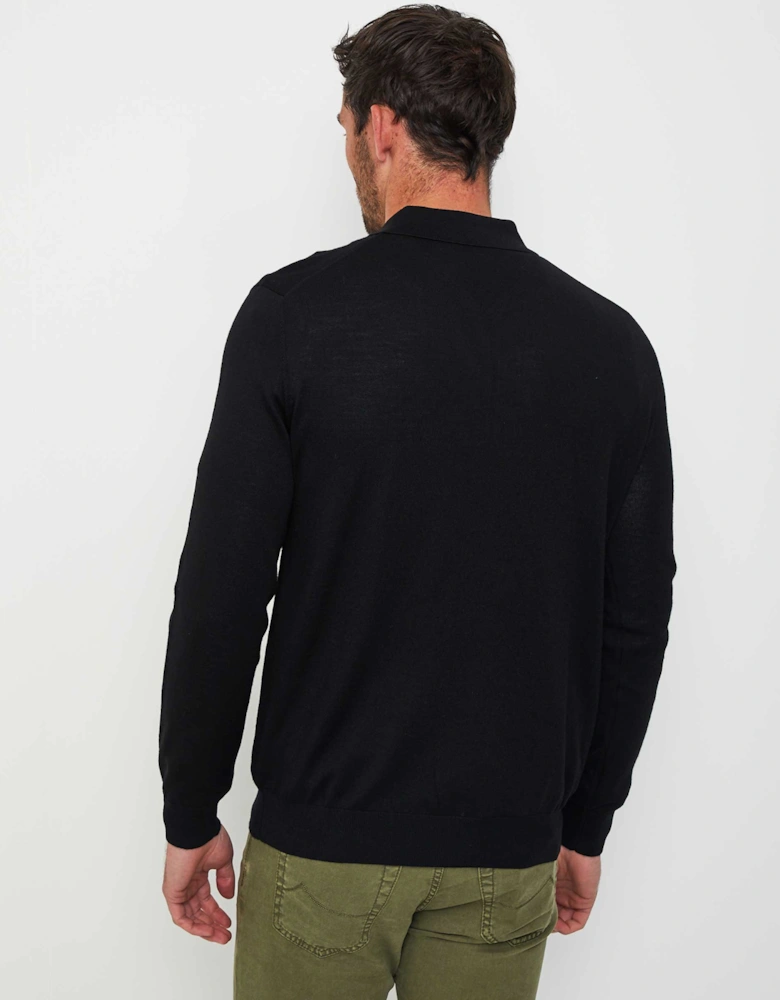 Long Sleeve Merino Zip Polo Shirt