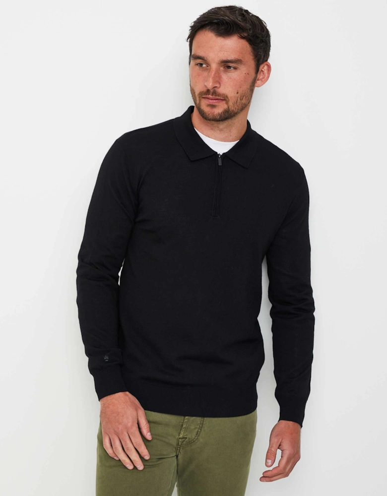 Long Sleeve Merino Zip Polo Shirt