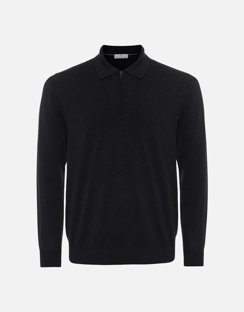 Long Sleeve Merino Zip Polo Shirt