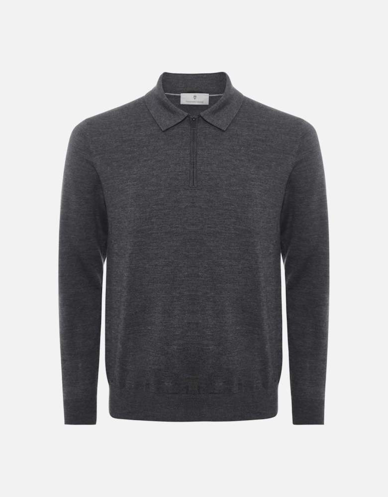 Long Sleeve Merino Zip Polo Shirt