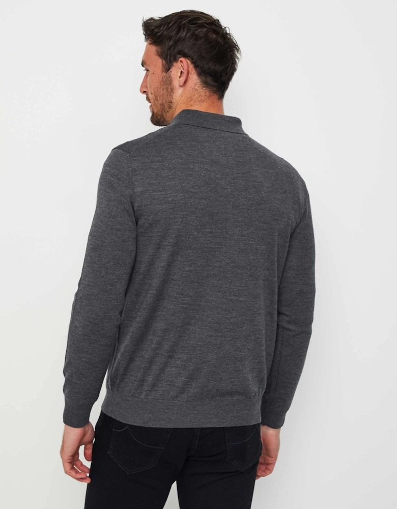 Long Sleeve Merino Zip Polo Shirt