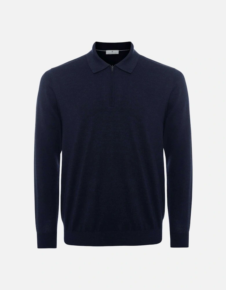 Long Sleeve Merino Zip Polo Shirt