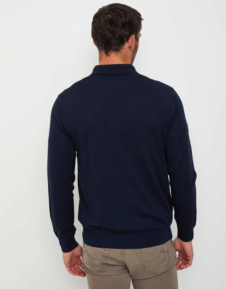 Long Sleeve Merino Zip Polo Shirt