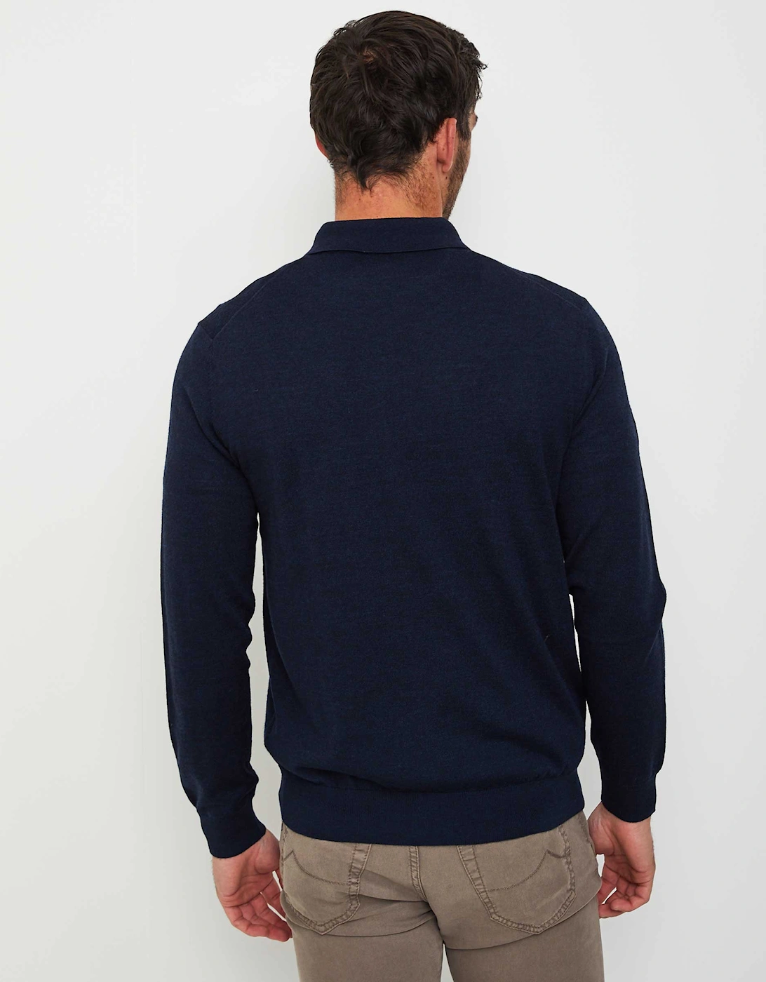 Long Sleeve Merino Zip Polo Shirt