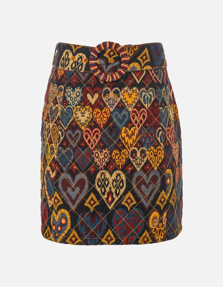 Hearts Ikat Mini Skirt