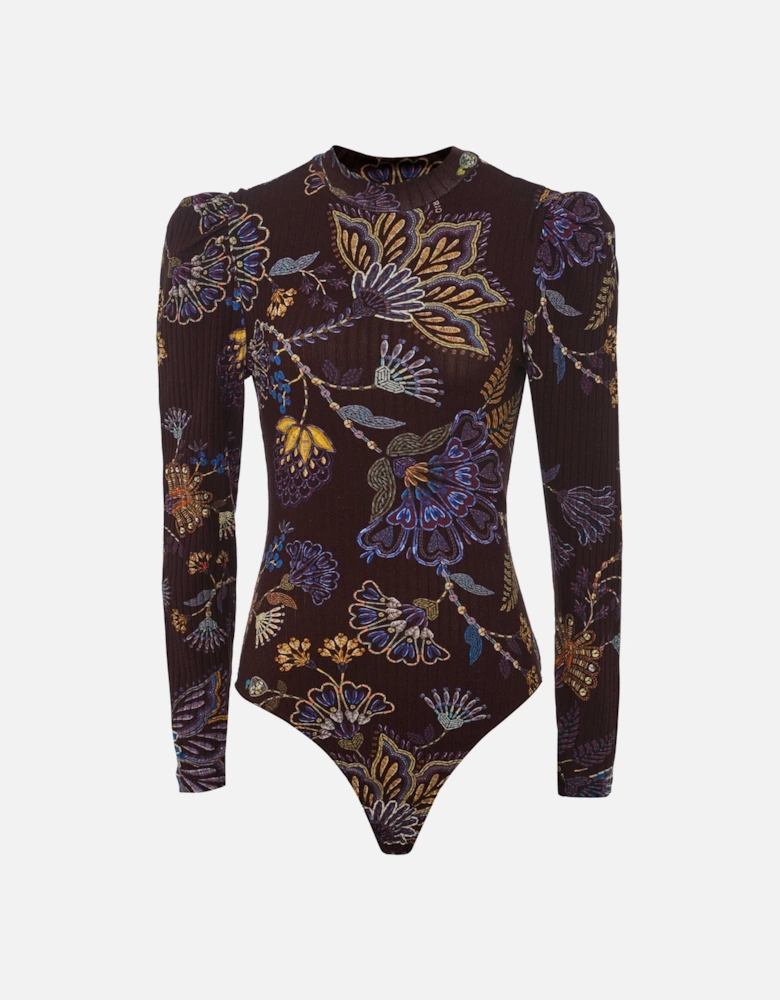 Black Embroidered Garden Bodysuit